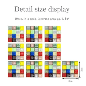 Stickers carrelage mosaique 3D adhesif impermeable autocollant mural 10pcs 10x10cm