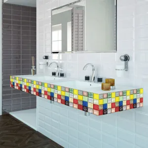 Sticker carrelage mosaïque 3D adhésif PVC déco murale étanche comptoir de salle de bain