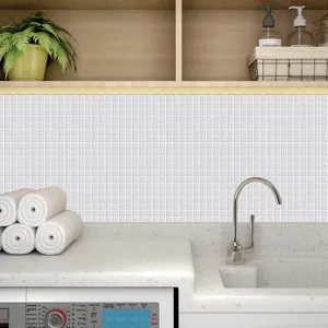 Pegatinas de azulejos de mosaico blanco autoadhesivas impermeables cocina decoracion