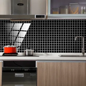 Adhesivo de azulejos para cocina salpicadero impermeable aceite rejilla negra pared