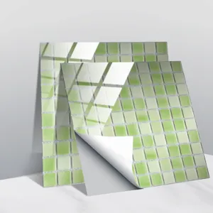 Adesivo per piastrelle a mosaico verde PVC impermeabile parete pellicola cristallo decoro