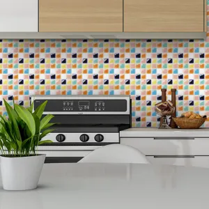 Αυτοκόλλητα Πλακιδίων Μωσαϊκού 3D Αυτοκόλλητα Αδιάβροχα Τοίχου για Κουζίνα Μπάνιο
