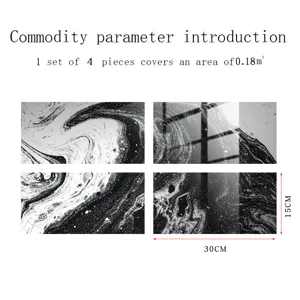 Marble texture wall tile stickers waterproof crystal film adhesive home decor wallpaper 4pcs
