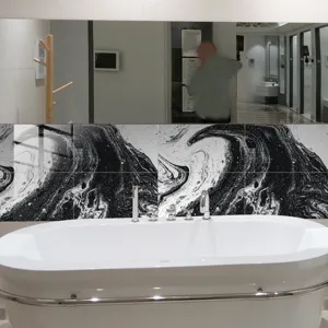Black and white marble texture tile sticker waterproof wall paper for home decor.