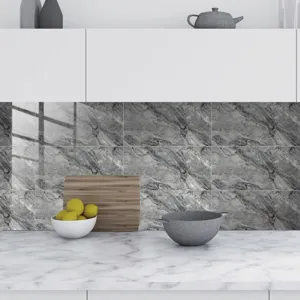 Marble pattern tile sticker, thickened crystal film waterproof kitchen wall wallpaper renovation.