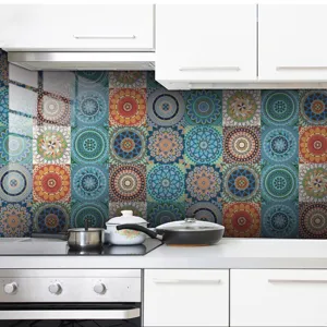 Sticker carrelage mandala autocollant film cristal mur cuisine papier peint detail maison