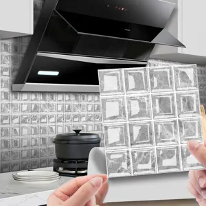 3D Mosaic Tile Sticker Peel and Stick DIY Removable PVC Wall Sticker for Kitchen Home Decor 1pc