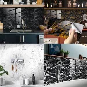 Adhesivo de azulejos de mármol impermeable, papel pintado con película de cristal.