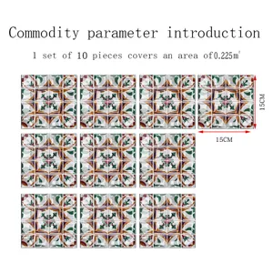 3D mosaic tile stickers self adhesive PVC wall stickers set of 10 pieces 15x15cm home decor