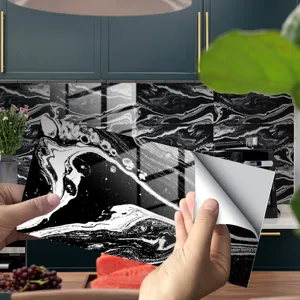 Pegatinas de Azulejos de Mármol Impermeables Película de Cristal Papel Pintado