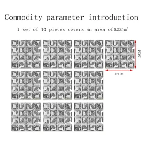 3D mosaic tile stickers self-adhesive waterproof PVC wall stickers 15x15cm 10 pieces set