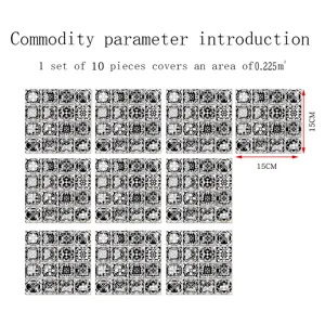 3D mosaic tile stickers black and white geometric self adhesive wall decor 10 pcs