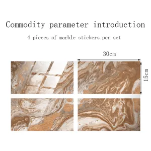 Adesivi per piastrelle in marmo set di 4 marrone impermeabile decorazione murale 30x15cm