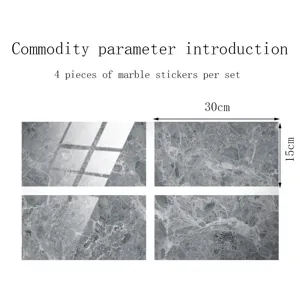 Adesivi per piastrelle in marmo grigio pellicola di cristallo impermeabile 4 pz