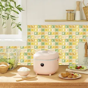 3D mosaic tile stickers self-adhesive waterproof PVC wall paper for kitchen home decor DIY