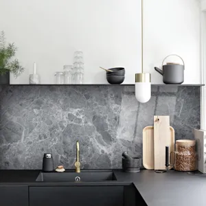 Adesivo murale cucina motivo marmo grigio impermeabile carta da parati piastrelle