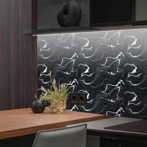 Adesivo per piastrelle in marmo nero bianco carta da parati impermeabile cucina decoro.