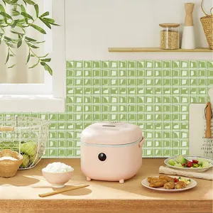 3D Green Mosaic Tile Sticker Self Adhesive PVC DIY Wall Paper for Kitchen Home Decor