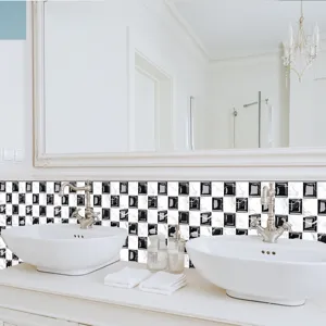3D mosaic wall tile sticker self adhesive waterproof PVC bathroom decor sticker for home interior