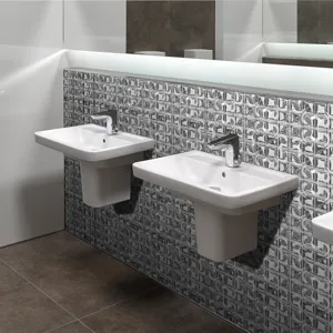 Self-adhesive 3D mosaic tile stickers for bathroom and kitchen home decor renovation.