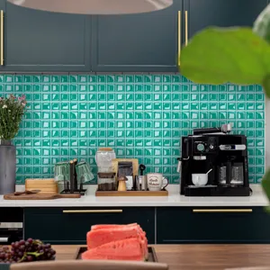 3D green mosaic tile sticker self-adhesive waterproof DIY kitchen wall decor decal