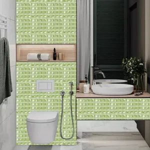 Green 3d mosaic tile sticker waterproof self-adhesive wall paper decor for bathroom