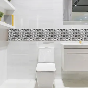 Black and white mosaic tile stickers 3d self adhesive wall sticker for bathroom home decor