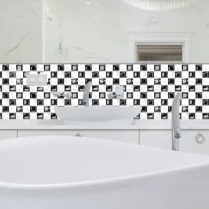 3D mosaic tile sticker PVC wall sticker bathroom decor detail view, self-adhesive