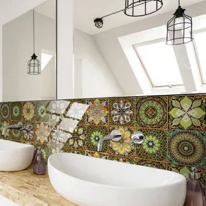 Adhesivo para azulejos con patrón de mandala película de cristal decoración hogar