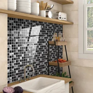 Adesivo per piastrelle mosaico bianco nero vintage impermeabile pellicola cristallo cucina