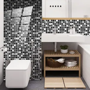 Adesivi per piastrelle a mosaico bianco e nero impermeabili dettagli decorazione.