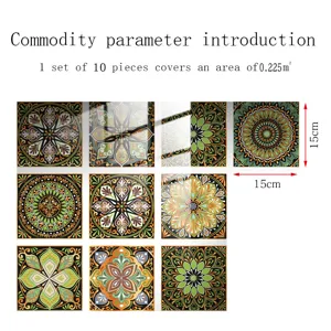 Adhesivos para azulejos mandala detalle, película de cristal impermeable adhesivo de pared.