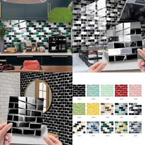 Adesivo per piastrelle a mosaico in PVC impermeabile carta da parati autoadesiva