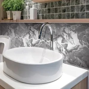 Adesivo per piastrelle motivo marmo carta da parati impermeabile per bagno decorazione