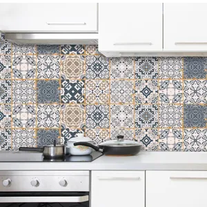 Mandala adesivi per piastrelle cucina paraschizzi impermeabili adesivi murali 24pz