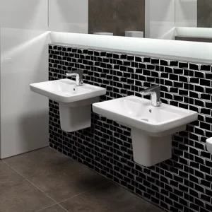 Adesivi per piastrelle metro neri impermeabili in PVC adesivi murali per decorazione bagno dettaglio