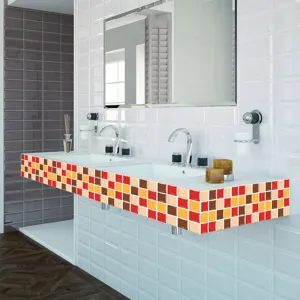 Adhesivo de azulejo de cristal impermeable, patrón de mosaico colorido para el hogar.