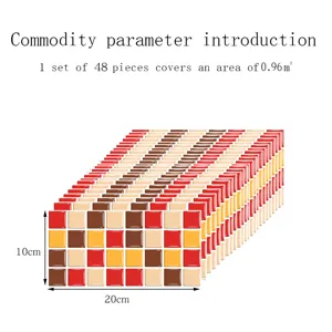 Adhesivos de baldosas de cristal autoadesivas, 48pcs decoración de pared mosaico cocina