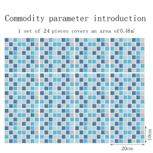 Adhesivo de baldosas de cristal impermeable pegatinas de pared cocina baño mosaico azul