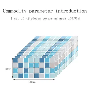 Adhesivos para azulejos de cristal, set de 48 pzs para 0.96m2, impermeables y utiles.