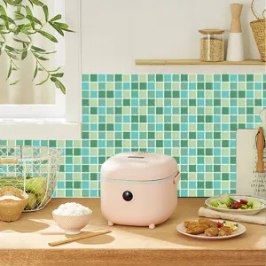Adhesivo autoadhesivo para azulejos de cocina, decoración de pared de mosaico de color verde.