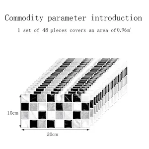 Adhesivo para azulejos de cristal con patrón de mármol autoadhesivo impermeable 48 piezas