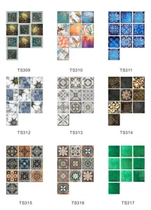 Autocollant de carrelage motif vintage 10 pièces carré autocollant mural détail