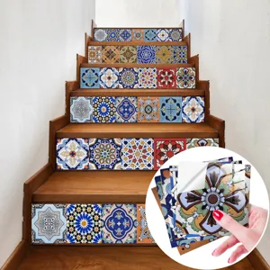 Moroccan tile stickers peel and stick stair decals waterproof decorative wall stickers for home.