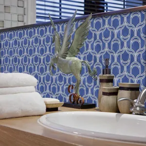 Self-adhesive blue mosaic tile sticker PVC waterproof removable decorative wall sticker DIY