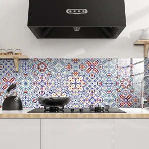 Moroccan vintage kitchen tile sticker self-adhesive wallpaper for wall decor and renovation.