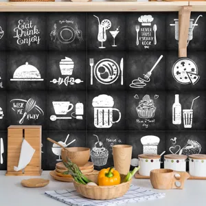 Chalkboard retro gray tile stickers kitchen wall decor self-adhesive waterproof peel and stick