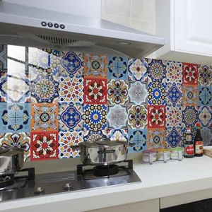 Moroccan retro tile sticker self adhesive wallpaper for kitchen backsplash decoration