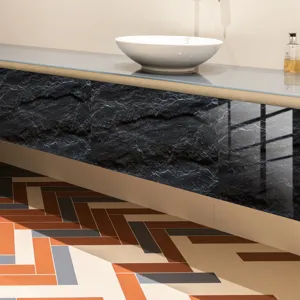 Autocollant de carrelage marbre ardoise film cristal imperméable pour décoration murale