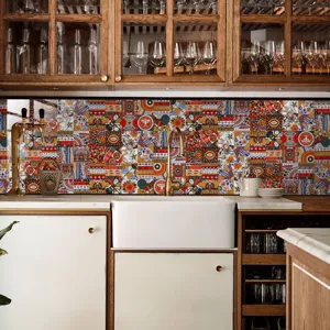 Moroccan vintage self-adhesive tile sticker for kitchen backsplash and wall decor upgrade.